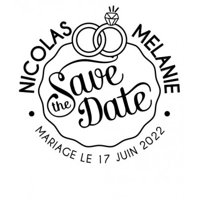 Tampon Mariage Save The Date Anneaux 5 Cm | Tamporelle tampons français