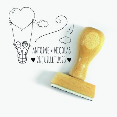 Tampon Mariage Ballon Coeur Au Masculin 5 Cm  | Tamporelle