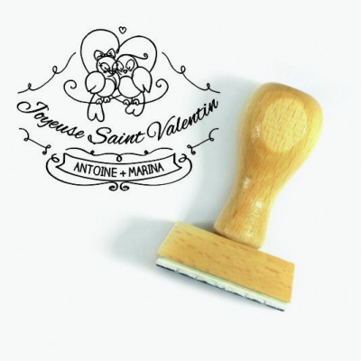 Tampon Oiseaux Saint Valentin 5 Cm à Personnaliser | Tamporelle