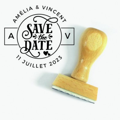 Tampon Save The Date Avec Initiales | Tamporelle tampons personnalisés