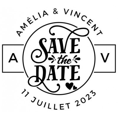 Tampon Save The Date Avec Initiales | Tamporelle tampons personnalisés