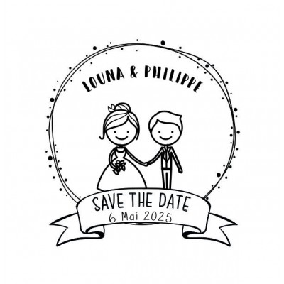 Tampon Mariage Boy & Girl 5 Cm | Tamporelle tampons français