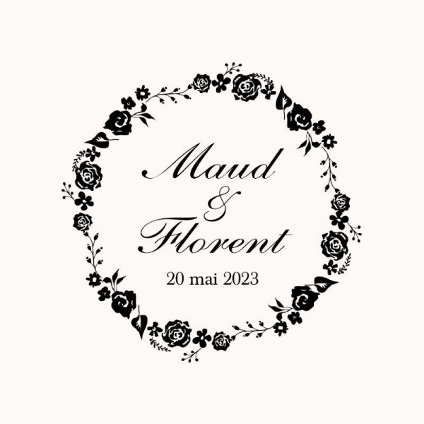 Tampon mariage fleuri n°122 50x50mm Tampon mariage fleuri n°122 50x50mm