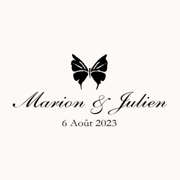 Tampon mariage papillon n°123 60x30mm Tampon mariage papillon n°123 60x30mm