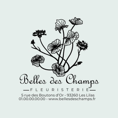 Tampon Logo Fleuriste à Personnaliser 50x50mm Tamporelle tampons français