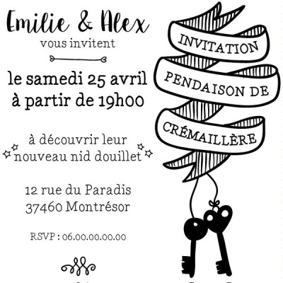 Tampon invitation crémaillère personnalisé