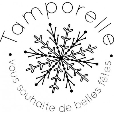 Tampon voeux flocon monture en bois