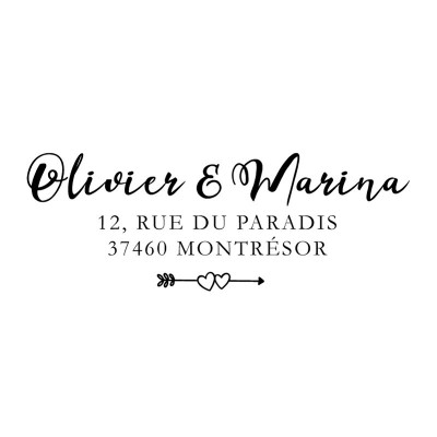 Tampon adresse mariage personnalisé bois