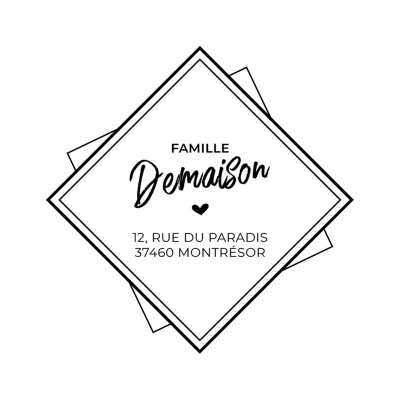 Tampon adresse carré personnalisé bois