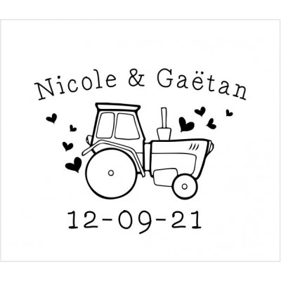Tampon Mariage Tracteur à Personnaliser 5 Cm  | Tamporelle