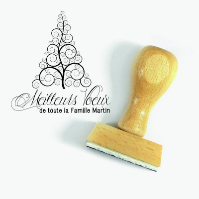 Tampon Noël Sapin Swirly 5 Cm à Personnaliser  | Tamporelle