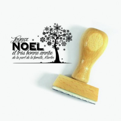 Tampon Noël Arbre De Flocons 5 Cm à Personnaliser  | Tamporelle