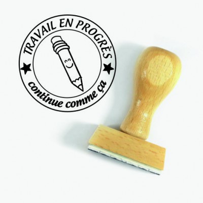 Tampon Travail En Progrès 5 Cm à Personnaliser  | Tamporelle