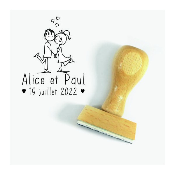 Tampon Couple Kiss Mariage à Personnaliser 5 Cm  | Tamporelle