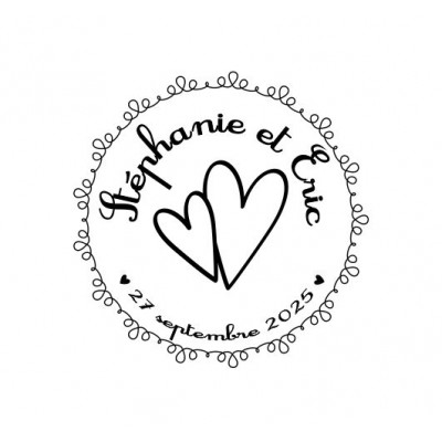 Tampon Double Coeur à Personnaliser | Tamporelle tampons français