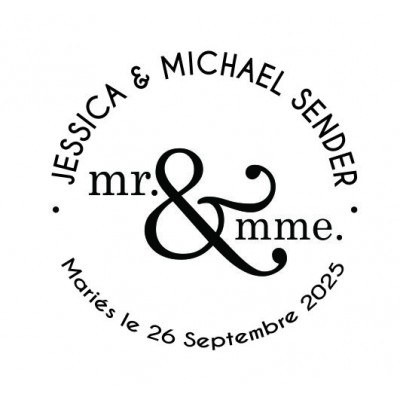 Tampon M&Mme Mariage | Tamporelle tampons français tampons personnalisés
