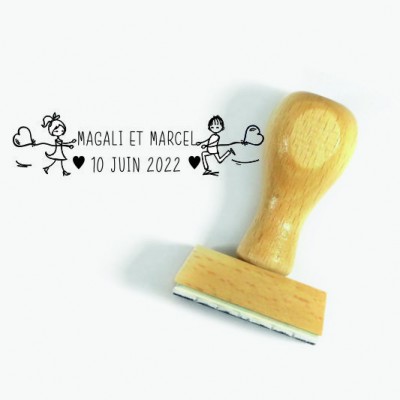 Tampon Mariage Attrape Moi à Personnaliser 5 Cm  | Tamporelle