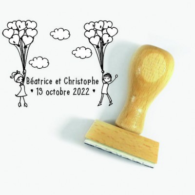 Tampon Grappe De Coeurs à Personnaliser 5 Cm  | Tamporelle