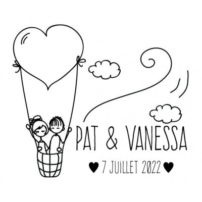 Tampon Ballon Coeur à Personnaliser 5 Cm | Tamporelle tampons français