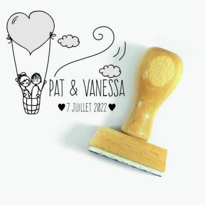 Tampon Ballon Coeur à Personnaliser 5 Cm | Tamporelle tampons français