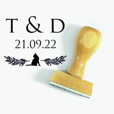 Tampon Mariage Initiales Chat Personnalisé | Tamporelle