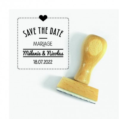 Tampon Mariage Save The Date Carré 5 Cm | Tamporelle tampons français