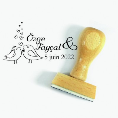 Tampon Oiseaux Mariage à Personnaliser 5 Cm  | Tamporelle