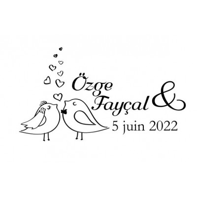 Tampon Oiseaux Mariage à Personnaliser 5 Cm  | Tamporelle