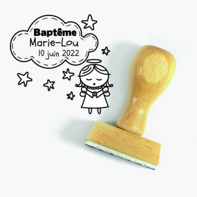 Baptême Tampon Personnalisé Fille 5 Cm | Tamporelle