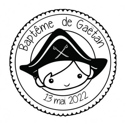 Tampon Baptême Pirate 5 Cm à Personnaliser Tamporelle tampons français