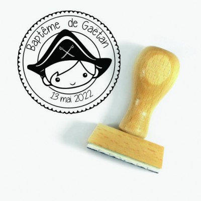 Tampon Baptême Pirate 7 Cm à Personnaliser Tamporelle tampons français