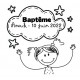 Baptême fillette malicieuse tampon à personnaliser 5 cm | Tamporelle
