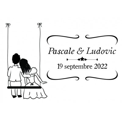 Tampon Mariage Balançoire Romantique à Personnaliser | Tamporelle