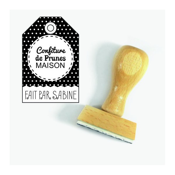 Tampon Étiquette à Pois à Personnaliser 5 Cm  | Tamporelle