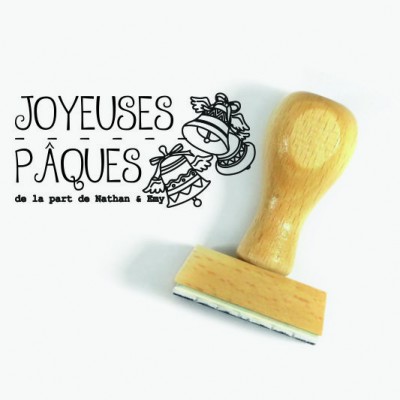 Tampon Joyeuses Pâques Cloches à Personnaliser | Tamporelle