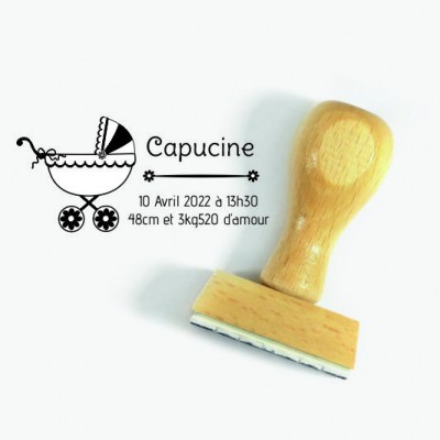 Tampon Naissance Landau à Personnaliser 5 Cm  | Tamporelle