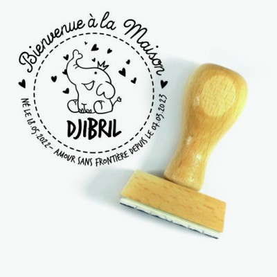 Tampon Adoption Éléphant 5 Cm à Personnaliser  | Tamporelle