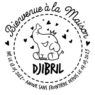 Tampon Adoption Éléphant 5 Cm à Personnaliser  | Tamporelle