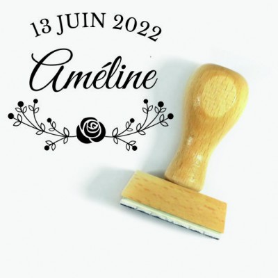 Tampon Naissance Florale 5 Cm à Personnaliser  | Tamporelle