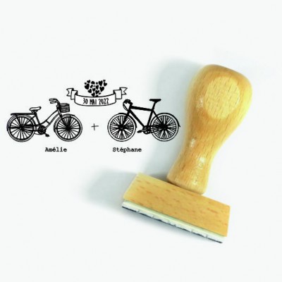 Tampon Mariage Vélo Et Vtt à Personnaliser 7 Cm  | Tamporelle