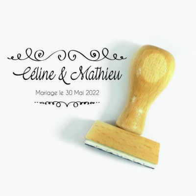 Tampon Mariage Doodle à Personnaliser 5 Cm | Tamporelle