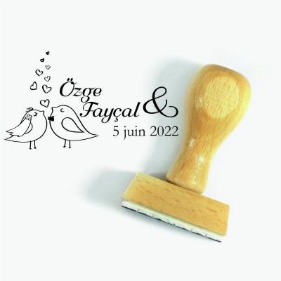 Tampon Oiseaux Mariage à Personnaliser 7 Cm  | Tamporelle