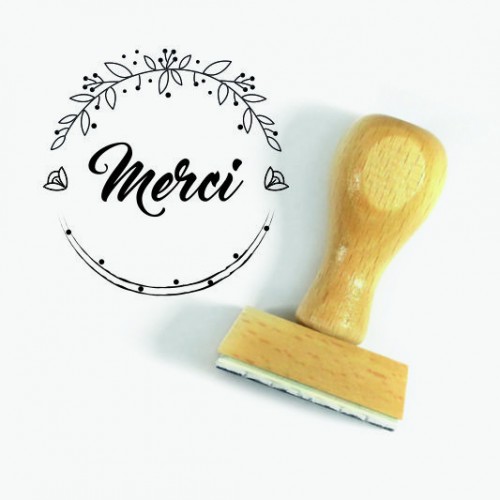 Tampon Personnalisé Mariage Merci Monture Bois Tamporelle